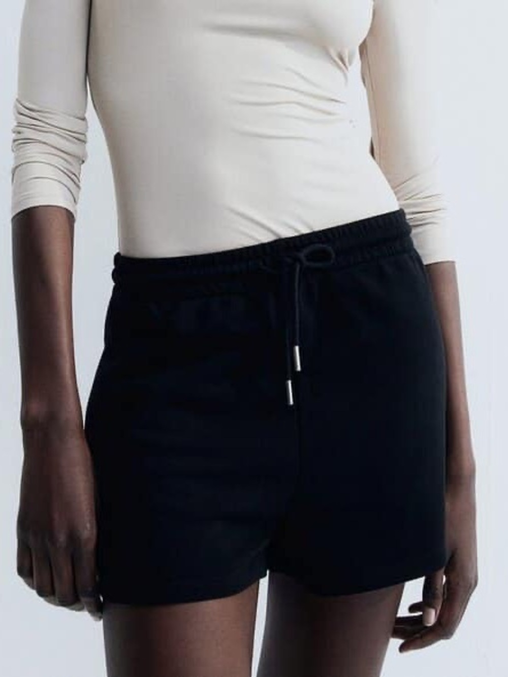 H&M High Waisted Black Sweat Shorts Athleisure Lounge
